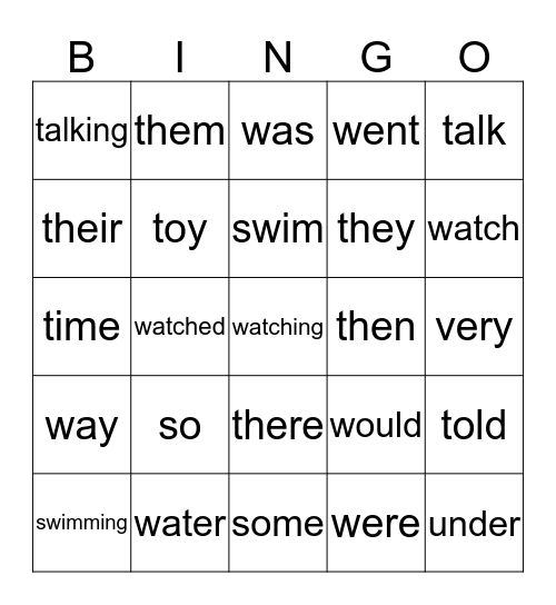 Dolch: Benny and the Lion Bingo Card