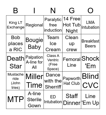 Night Squad Bingo Card
