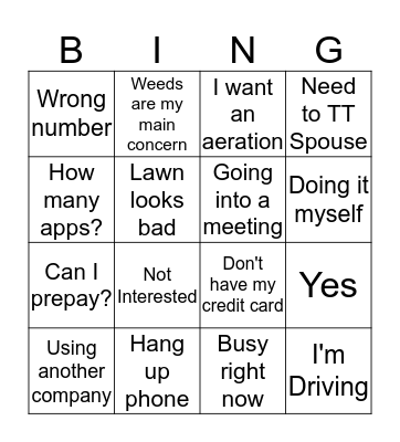 Sales BIngo Card
