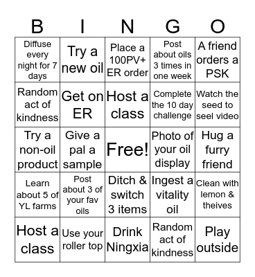 B I N G O  Bingo Card