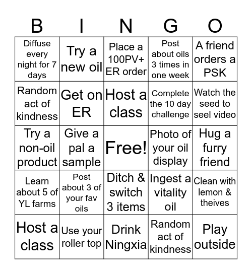 B I N G O  Bingo Card