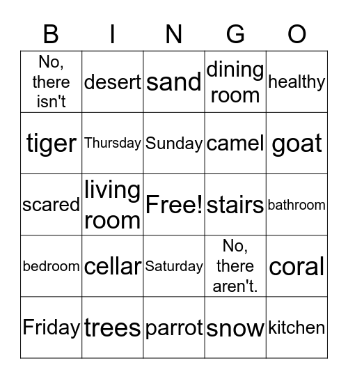 SM1b Vocabulary, Units 5-6 Bingo Card