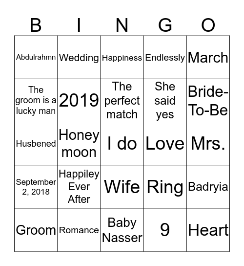 B | A Bingo Card