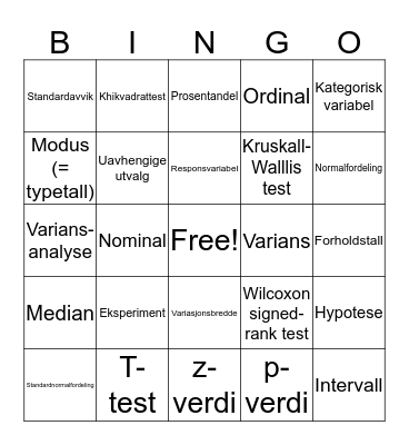 PED519-kvant BINGO Card