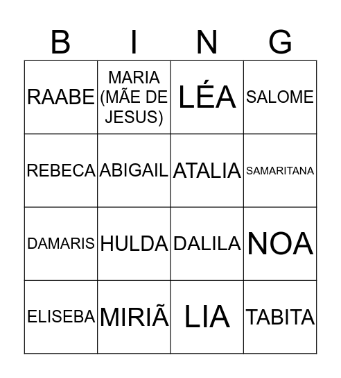 MULHERES DA BÍBLIA Bingo Card