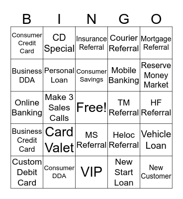Forcht Bank Bingo Card