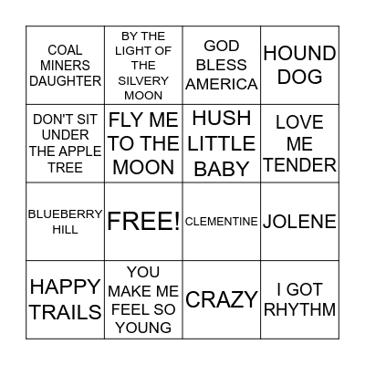 MUSICAL BINGO! Bingo Card