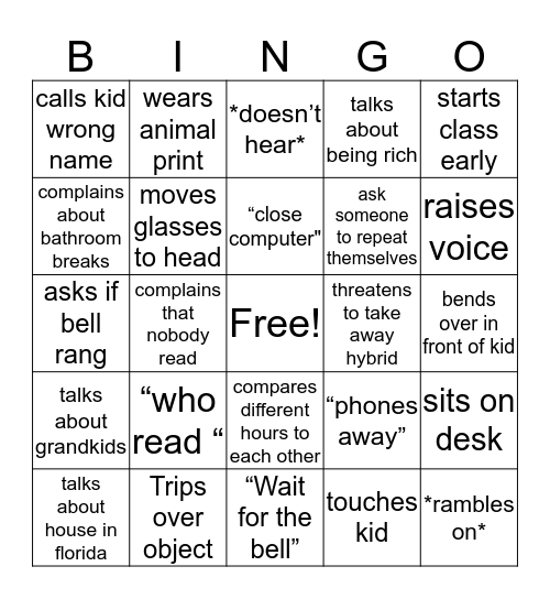 Harlander Bingo Card