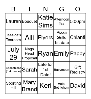 Katie Bingo Card