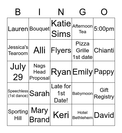Katie Bingo Card