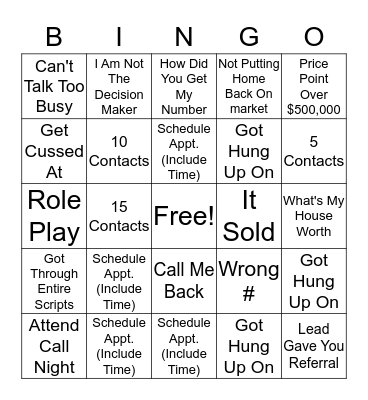 Call Night Bingo Card