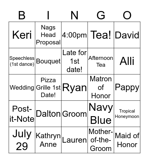KATIE BINGO Card