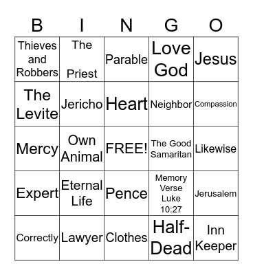 'And Who is My Neighbor' Bingo Card