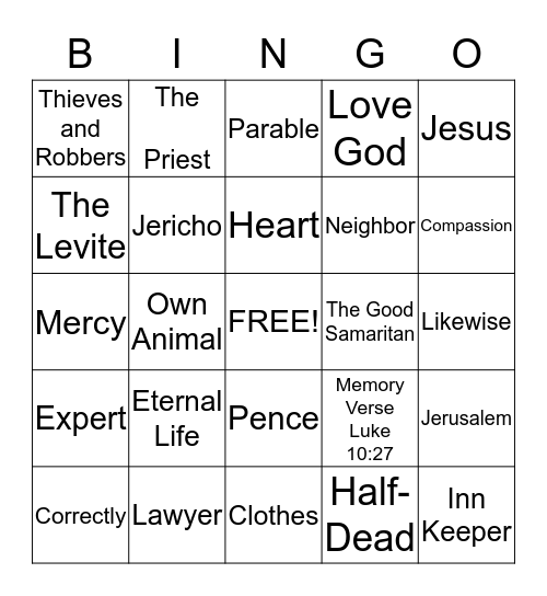 'And Who is My Neighbor' Bingo Card