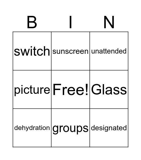 Spring Break Safety Bingo Card