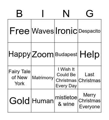 xmas Bingo  Bingo Card