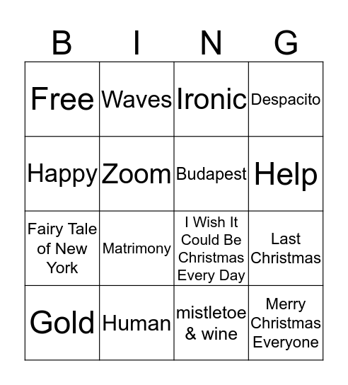 xmas Bingo  Bingo Card