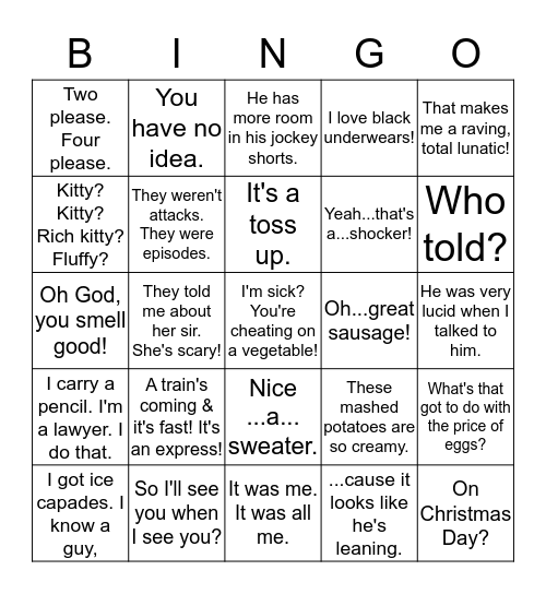 "While You Were Sleeping" Bingo Card