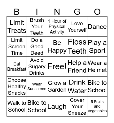 Healthy Bingo Card