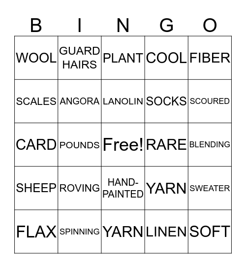 YARN Bingo Card