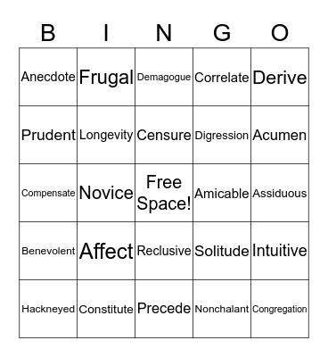 Avid Bingo Cards  Bingo Card