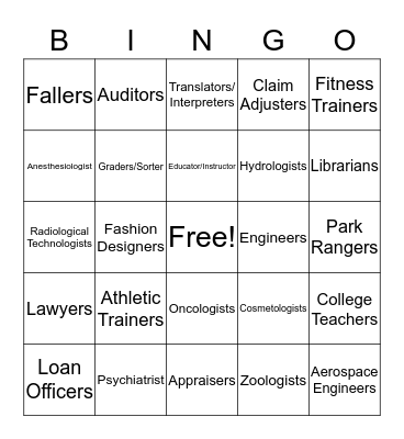 CAREER BINGO Card