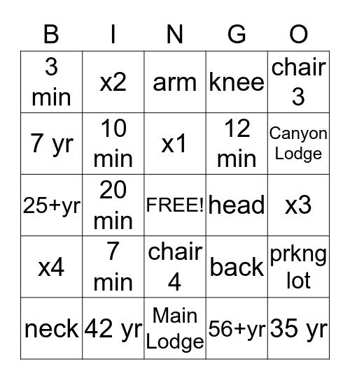 MM Bingo Card