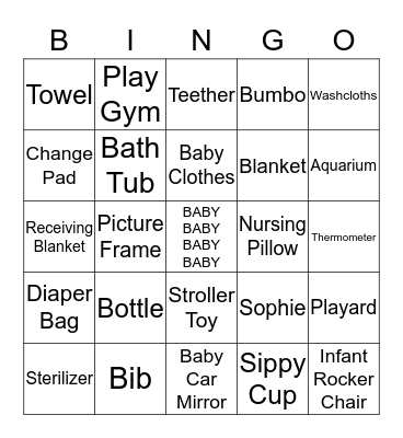 Resha's Baby Diva BINGO Card