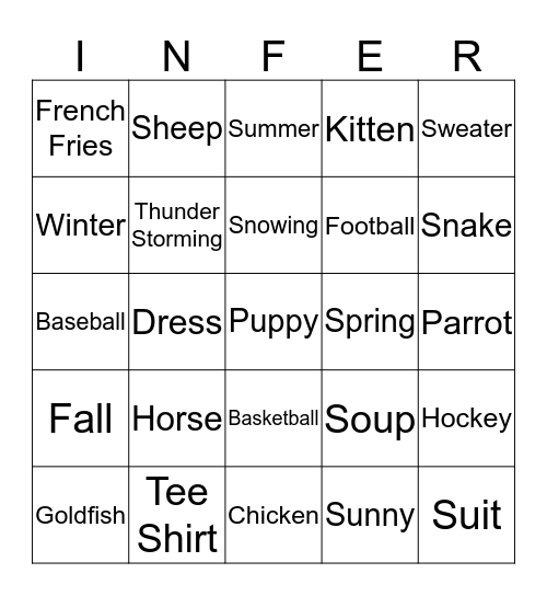 Drawing Conclusions Bingo Card