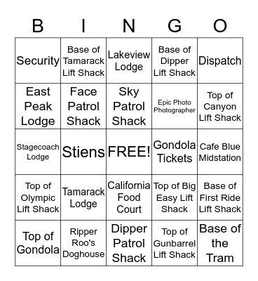 Heavenly Safety Bingo Card