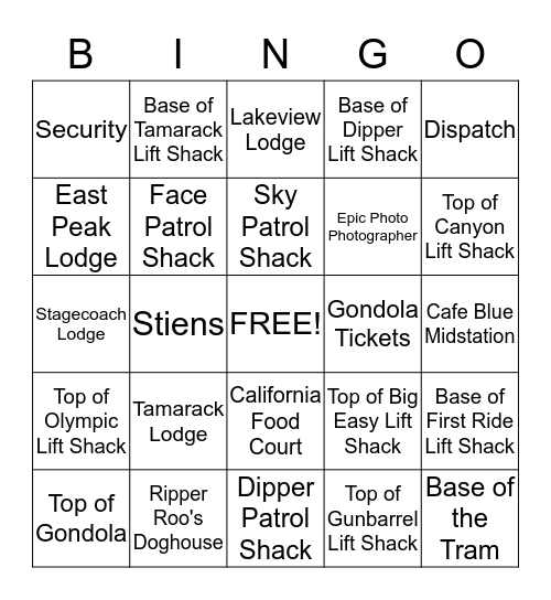 Heavenly Safety Bingo Card