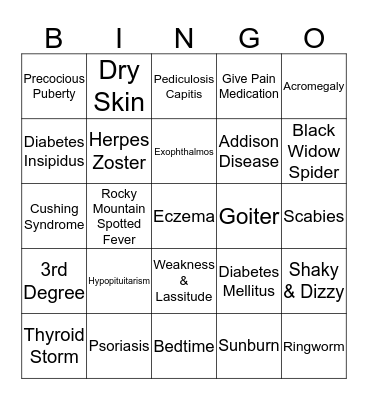 PEDS BINGO Ch 46 & 47 Bingo Card