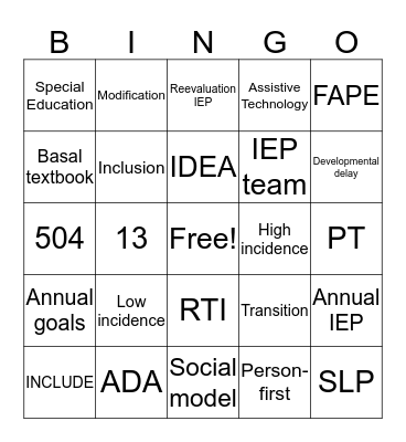 Exam 1 Review Bingo Card