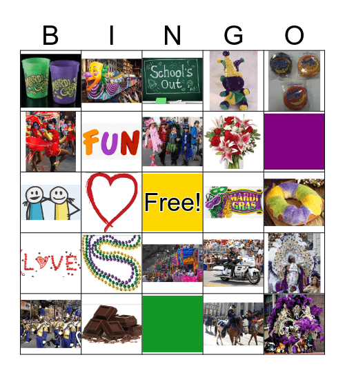 Mardi Gras Bingo Card