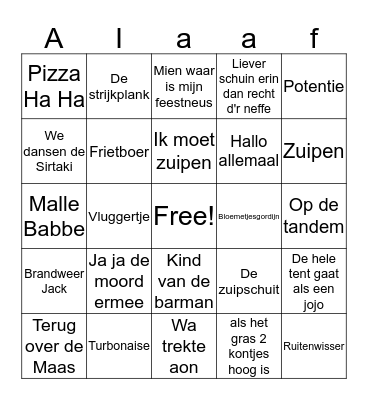 Carnaval Swingo Bingo Card