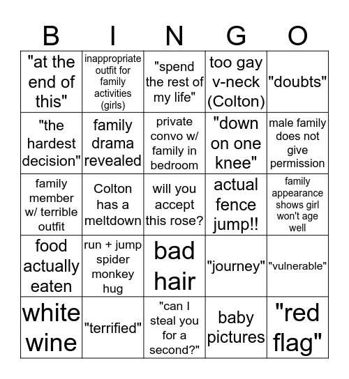 Bingo for the Right Reasons Bingo Card