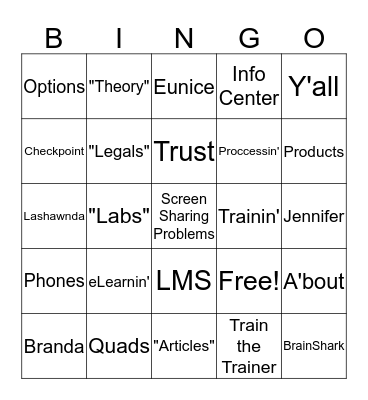 Invesco Conference Call BINGO Card