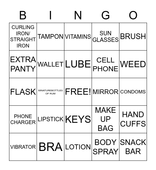 LADIES NIGHT BINGO Card