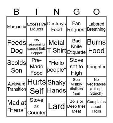 Cooking with Kay Bingo Card