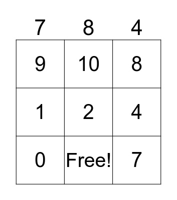 Numeros en español Bingo Card