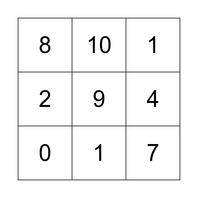 Numeros en español Bingo Card