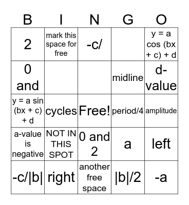 MA 441 - Chapter 4.4 Quiz Review Bingo Card