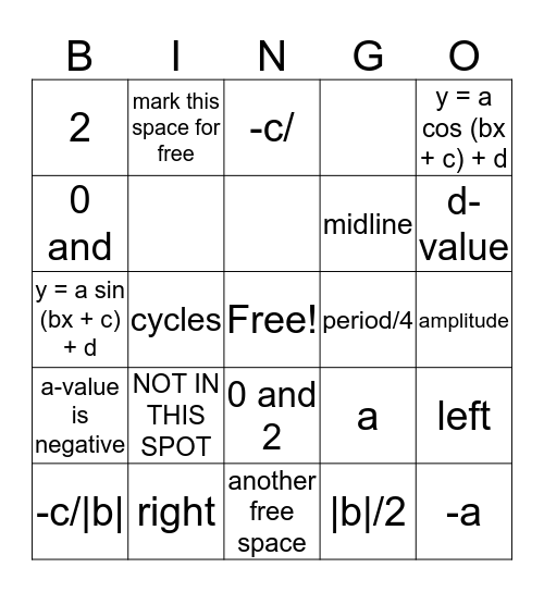 MA 441 - Chapter 4.4 Quiz Review Bingo Card