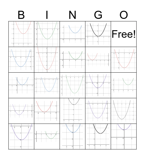 Transformations Graph Bingo Card