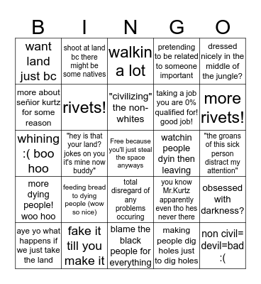 white imperialist bingo Card