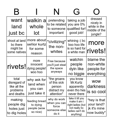 white imperialist bingo Card