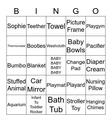 Panchal Baby Diva BINGO Card