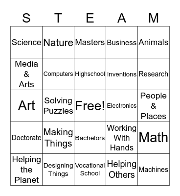 STEM for the Next Generation Bingo Card