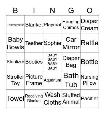 Panchal Baby Diva BINGO Card