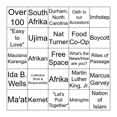 Hotep Bingo Card